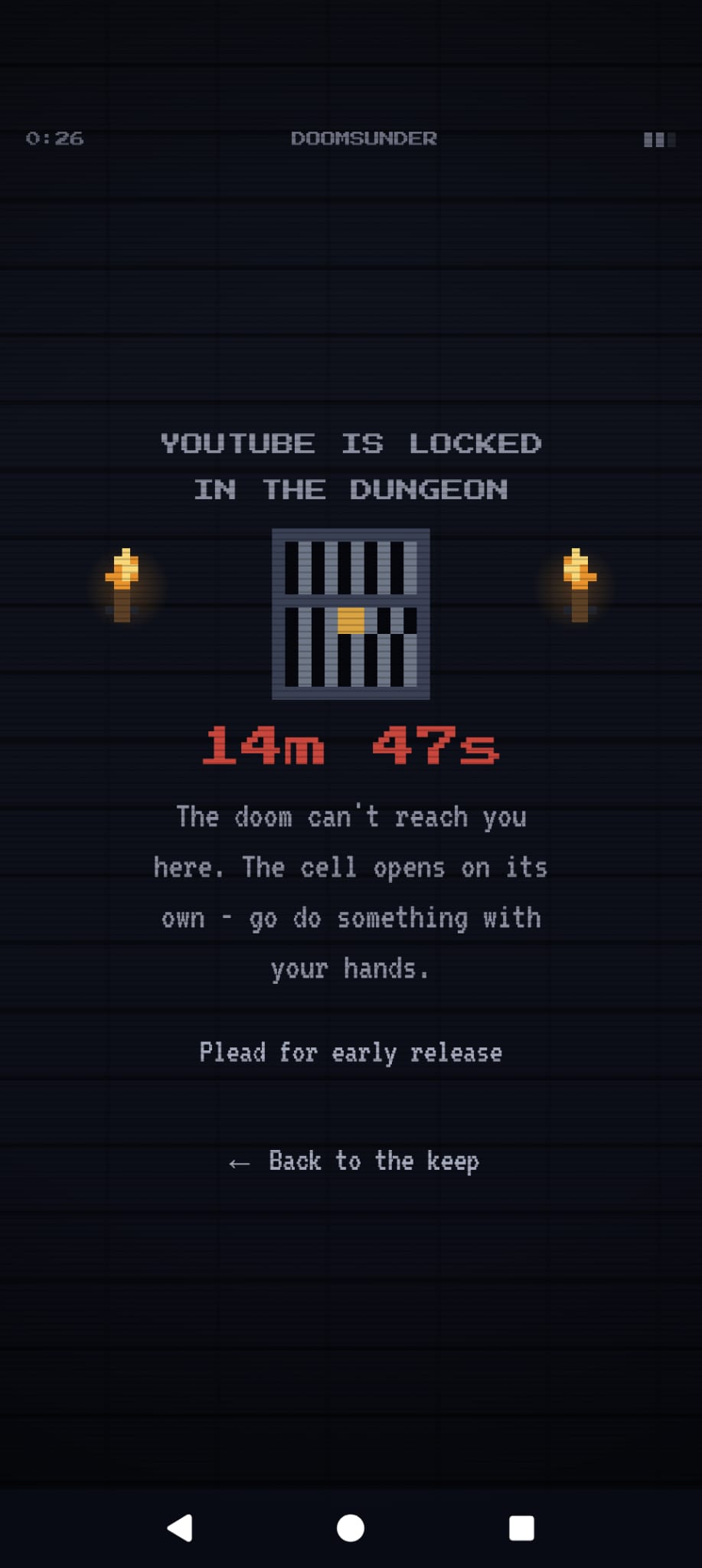 DoomSunder - the app is locked in the dungeon with a countdown